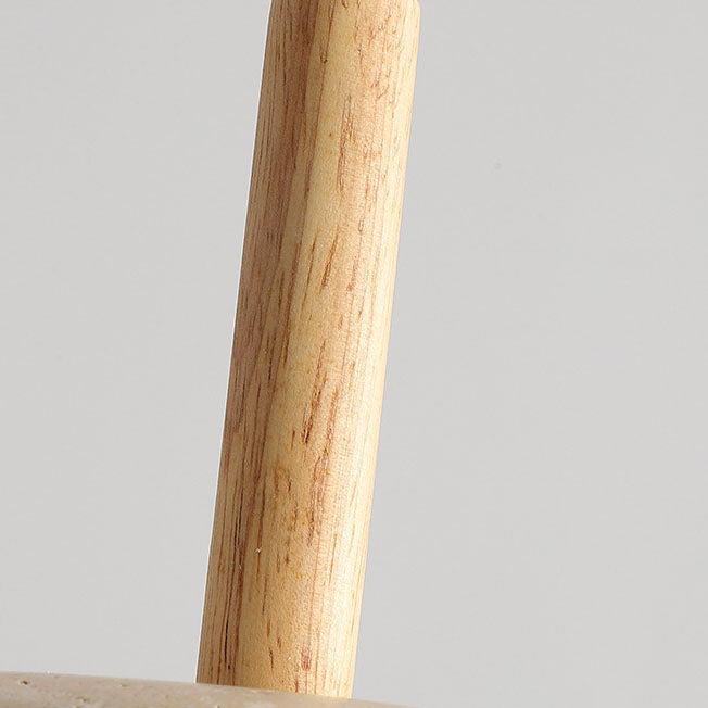 Zen Hanglamp met Natuursteen Kap en Houten Accent - Scandinavisch Design met Geïntegreerde LED