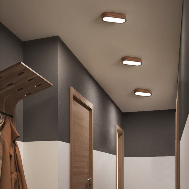 Plafondlamp Hout met Ingebouwde LED 8W - Moderne Flush Mount Verlichting in Natuurlijke Houtnerf Finish