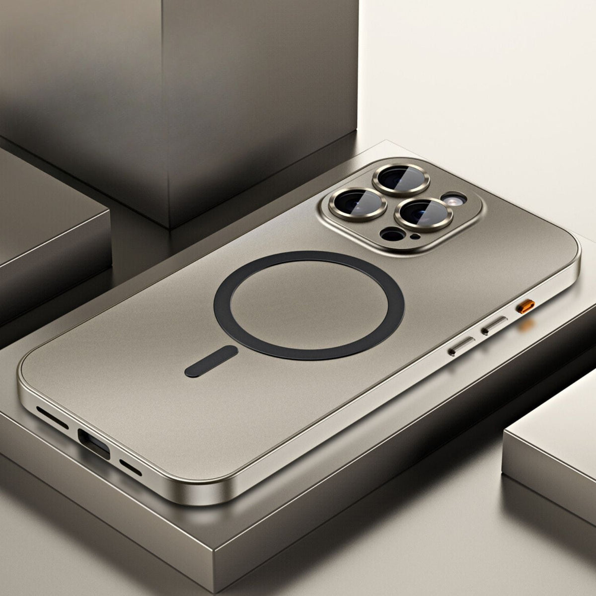 Magnetische Telefoonhoes Metaal iPhone MagSafe Compatibel Stevige Aluminium Beschermhoes Stijlvol Design