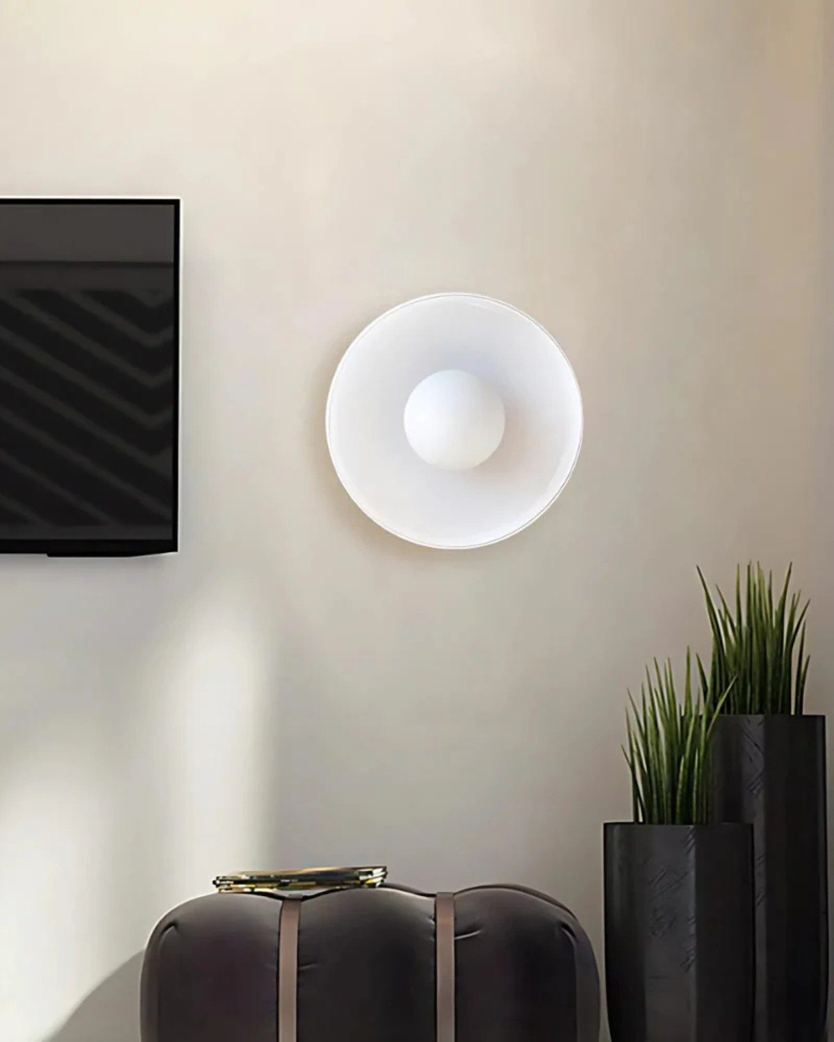 Moderne ronde plafondlamp van glas en ijzer - minimalistische designlamp voor woonkamer en slaapkamer met warme lichtkleur