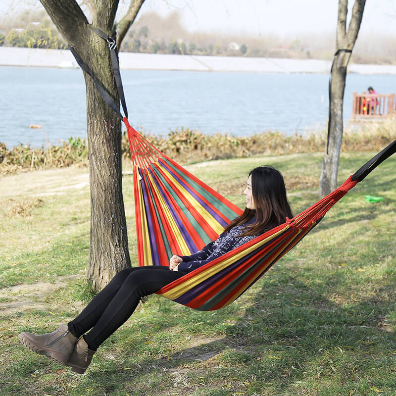 Hangmat Katoen Polyester 200x150cm Draagbaar Binnen Buiten Camping Tuin 200kg