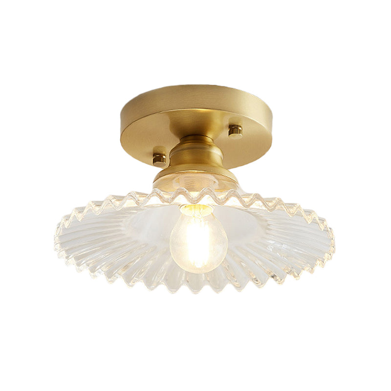 Industriële Plafondlamp met Geribbeld Glas - Groen of Helder - Ø22cm Retro Semi-Flush voor Woonkamer