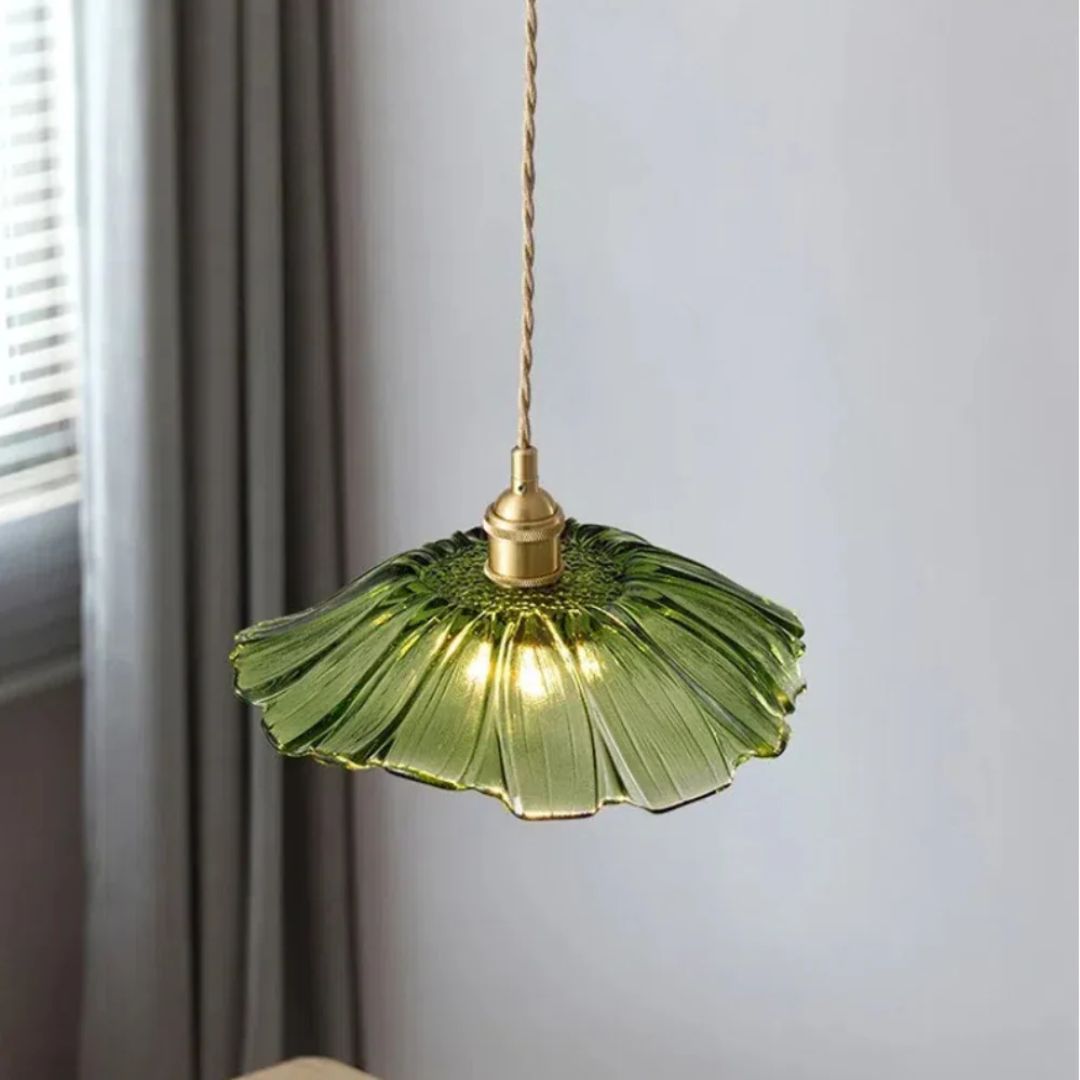 Cullivan Bloemvormige Hanglamp - Glazen Hanglamp met Gouden Fitting voor Woonkamer & Eetkamer