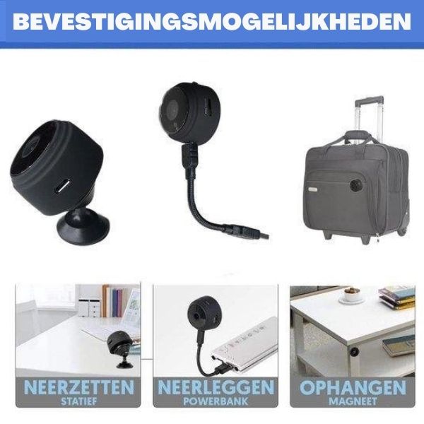 Mini beveiligingscamera draadloos 1080P HD zwart wifi camera nachtzicht 150 graden huis kantoor bewaking