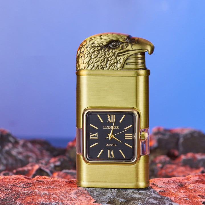 Decoratieve Aansteker met Ingebouwde Klok - Verstelbare Vlam en Luxe Motiefkeuze