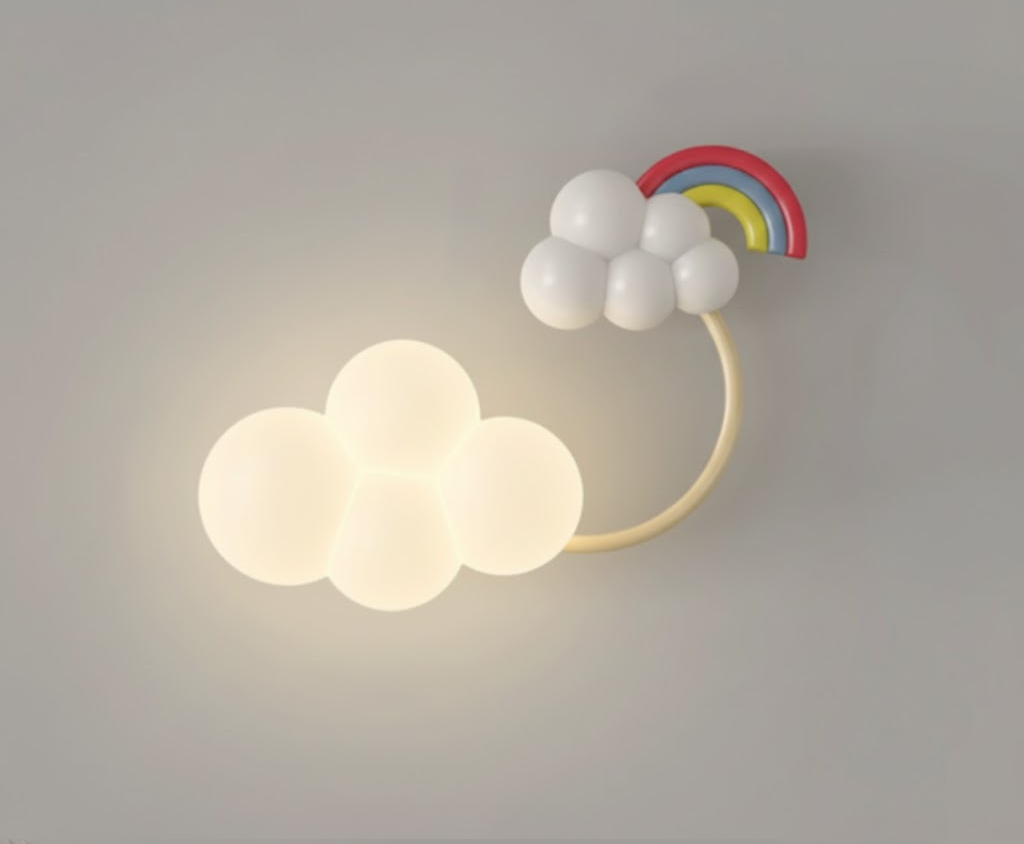 LED Wandlamp Kinderkamer met Vliegtuig Wolk Regenboog Ster Motief Drie Lichttemperaturen Dimbaar Sfeerlicht