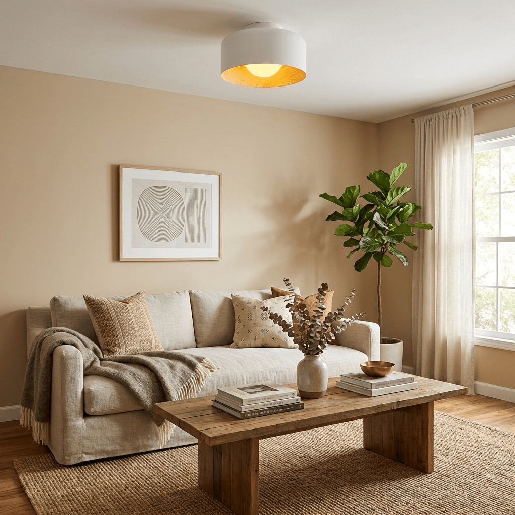 Ronde Plafondlamp met Houtnerf Interieur Glazen Bol ∅22 cm voor Hal Keuken Slaapkamer Wandmontage G9 Fitting