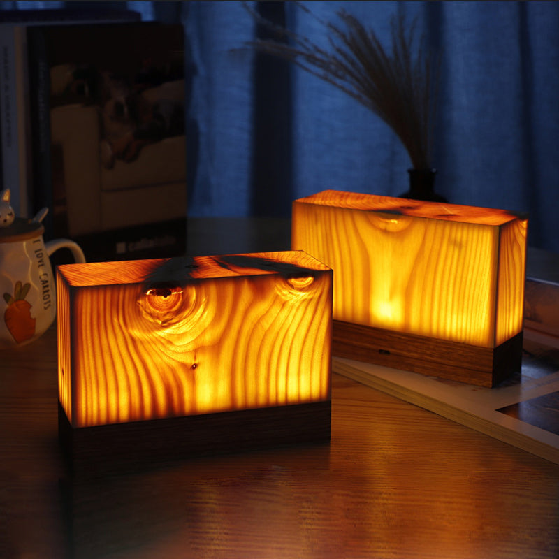 LED Tafellamp Oplaadbaar Touch Dimbaar Houtlook Sfeerlamp Slaapkamer Bureau Draadloos Warm Licht Nachtlampje