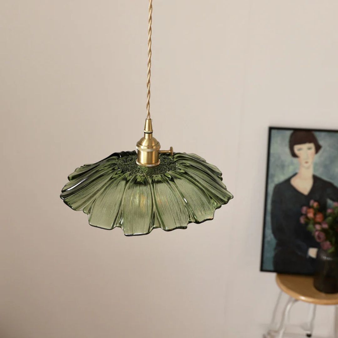 Cullivan Bloemvormige Hanglamp - Glazen Hanglamp met Gouden Fitting voor Woonkamer & Eetkamer