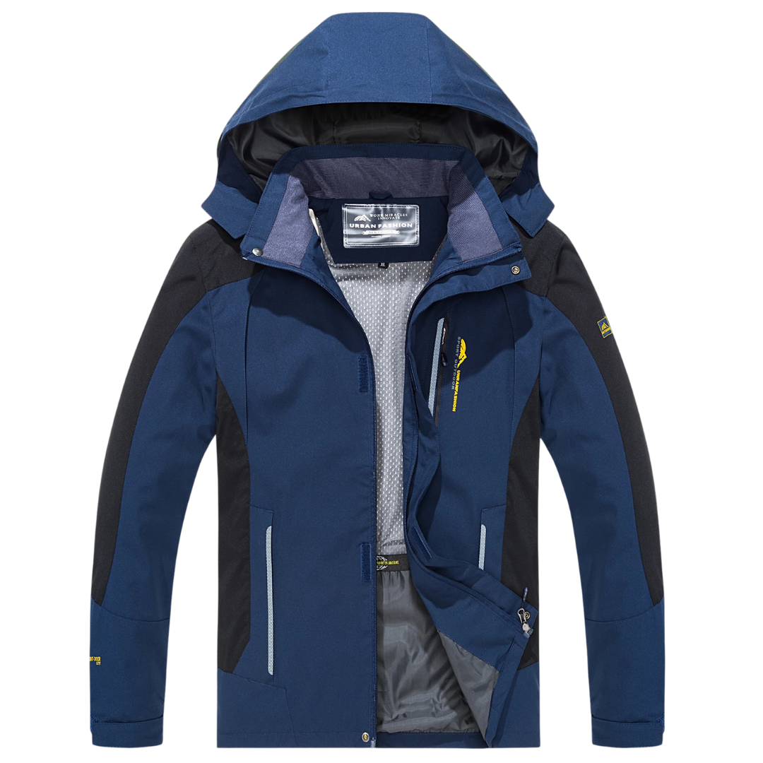 Waterdichte Heren Outdoorjas Polyester Afneembare Capuchon Meerdere Zakken Wandelen Trekking Outdoor Actief