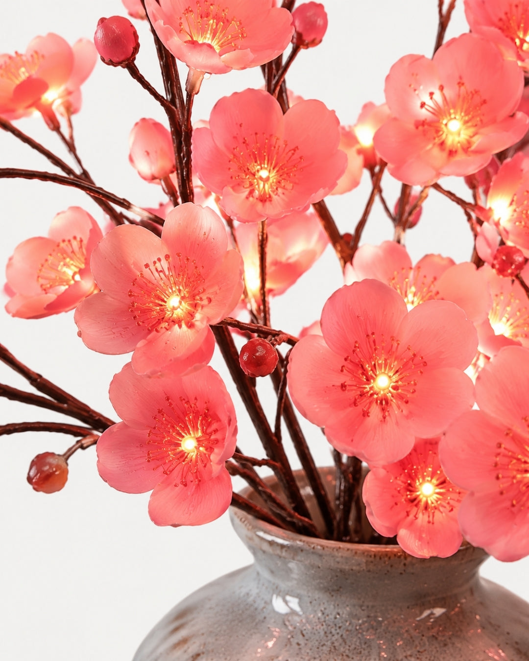 Decoratieve LED Verlichtingstak met Natuurlijke Bloesemvorm 70cm - Flexibele Sfeerverlichting voor Vazen en Schoorsteenmantels