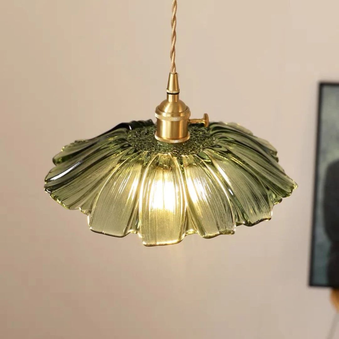 Cullivan Bloemvormige Hanglamp - Glazen Hanglamp met Gouden Fitting voor Woonkamer & Eetkamer
