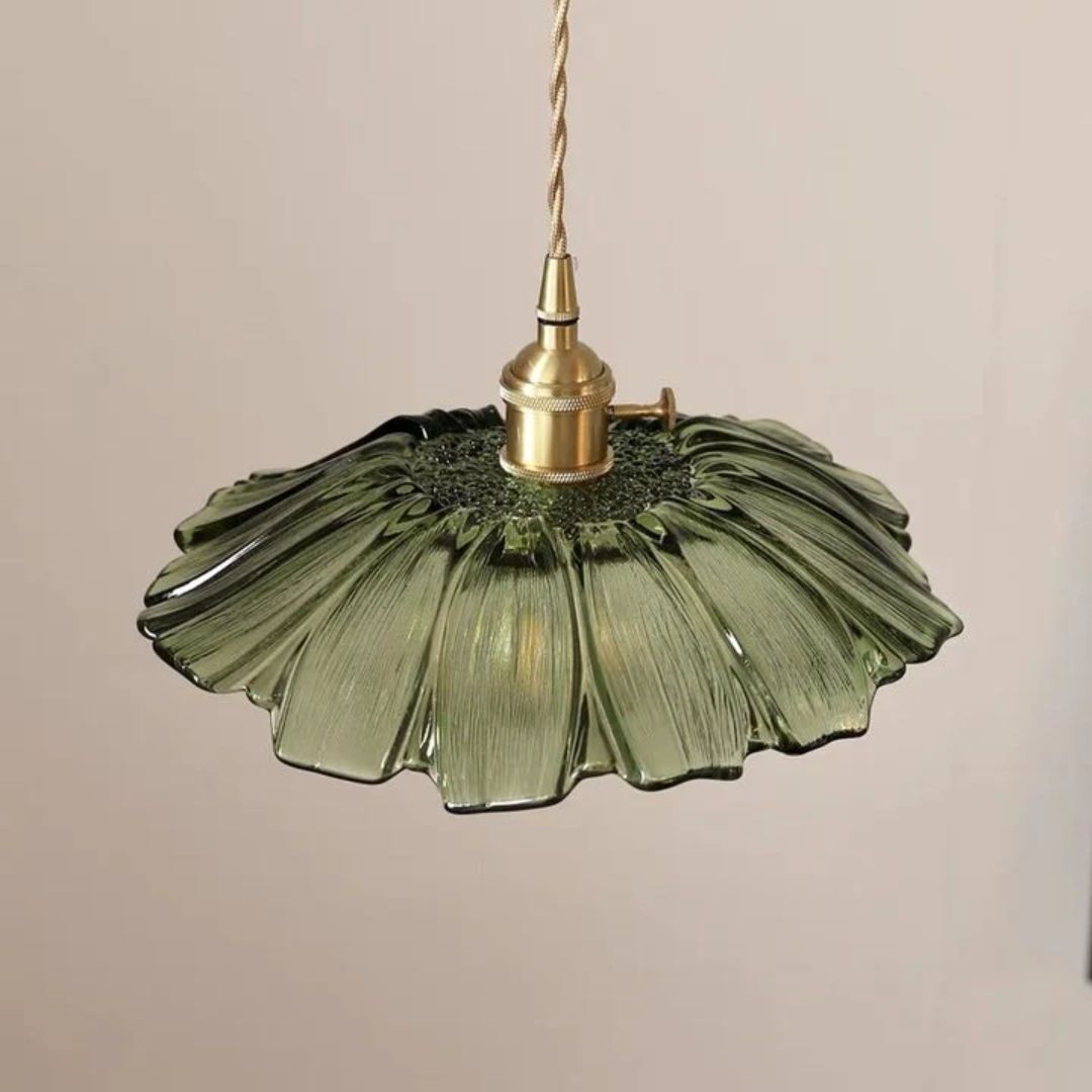 Cullivan Bloemvormige Hanglamp - Glazen Hanglamp met Gouden Fitting voor Woonkamer & Eetkamer