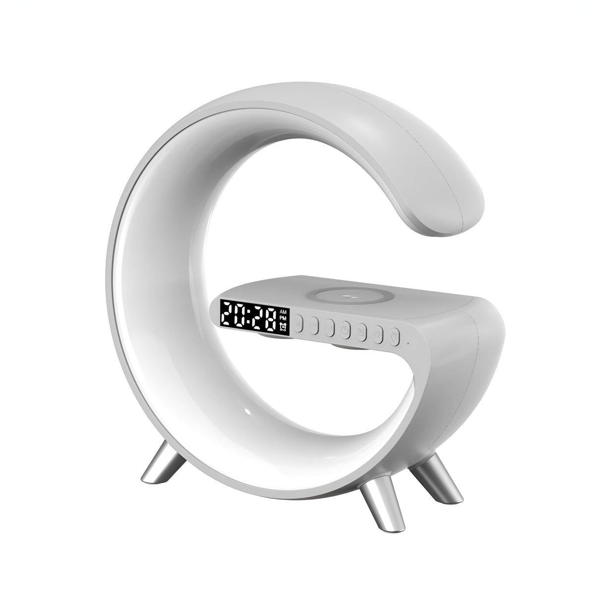 Multifunctioneel Nachtkastje met Draadloze Oplader Bluetooth Speaker Wekfunctie Sfeerlamp Slaapkamer