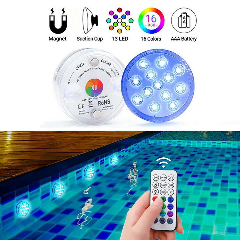 Onderwaterlamp RGB op afstandsbediening met zuignap 13 LED voor zwembad jacuzzi aquarium spa waterproof verlichting