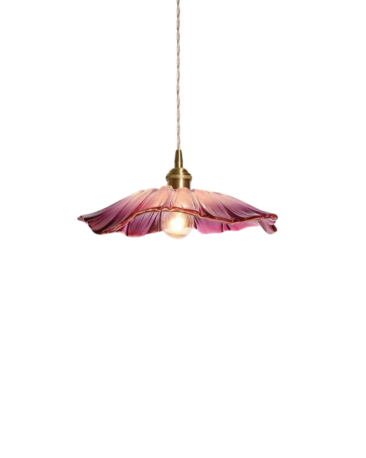 Sculpturale glazen hanglamp met messing fitting en warm licht - artistieke design plafondlamp voor eetkamer en woonkamer