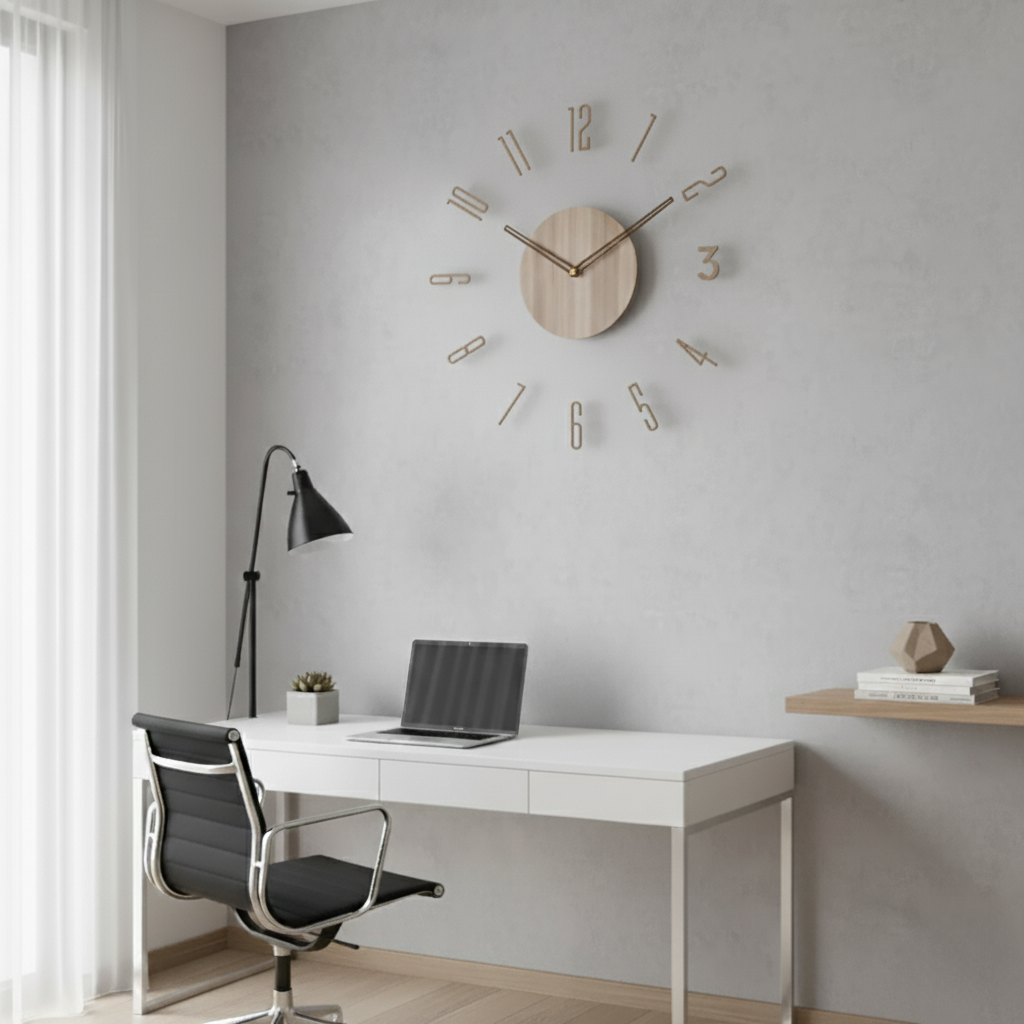 Stille Wandklok 30cm Acryl & Hout Geruisloos Uurwerk Scandinavisch Design Woonkamer Slaapkamer Kantoor