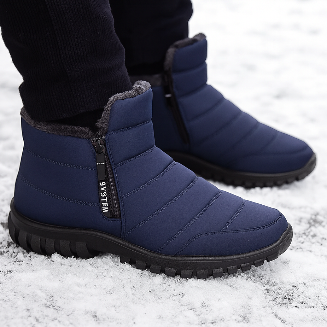 Waterdichte Heren Winterlaarzen met Zijrits Warme Voering Sneeuwschoenen Antislip Outdoor Herfst Winter