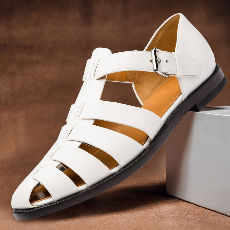 Leren Sandalen Heren - Ademend Zomerschoeisel met Zachte Zool - Bruin Wit Zwart Navy Koffie - Maat 38-47