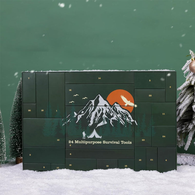 Outdoor Survival Adventskalender 24 Dagen - Compleet Overlevingsset met Gadgets en Gereedschap voor Avonturiers