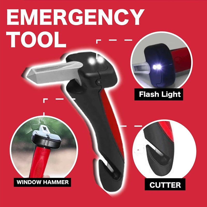 Multifunctionele Auto Noodhamer met LED Zaklamp Veiligheidstool Gordelsnijder Steungreep Raambreker Veiligheid