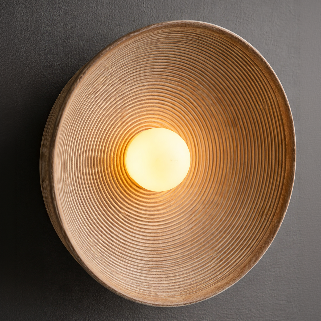 Moderne Scandinavische Wandlamp met Houtlook en Zacht Licht - Klein 20 cm of Groot 27 cm - Warm Wit Koel Wit of Dimbaar