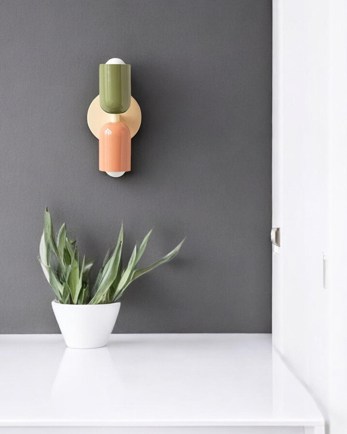 Dubbele Wandlamp met Ronde Lampenkappen - Modern Design in Groen, Beige, Rood of Roze - Sfeerverlichting voor Slaapkamer, Woonkamer en Hal