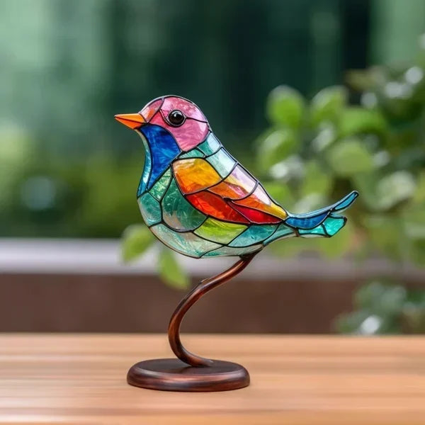 Acryl Vogel Decoratie Beeld met Tak - Handgemaakt Design Ornament voor Woonkamer en Kantoor