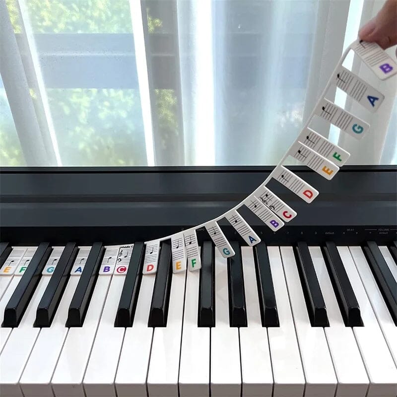 Siliconen Notenlabels voor Piano of Keyboard 88-Toetsen Verwijderbare Notenstickers met Dubbele Notenbalk voor Beginners en Kinderen