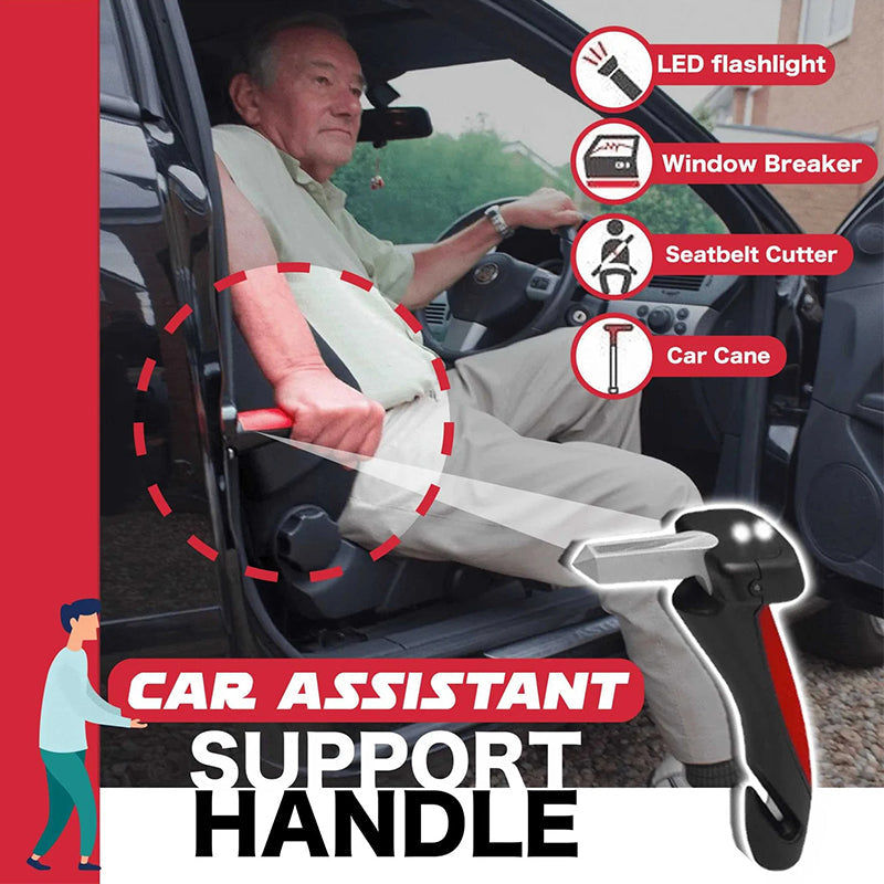 Multifunctionele Auto Noodhamer met LED Zaklamp Veiligheidstool Gordelsnijder Steungreep Raambreker Veiligheid