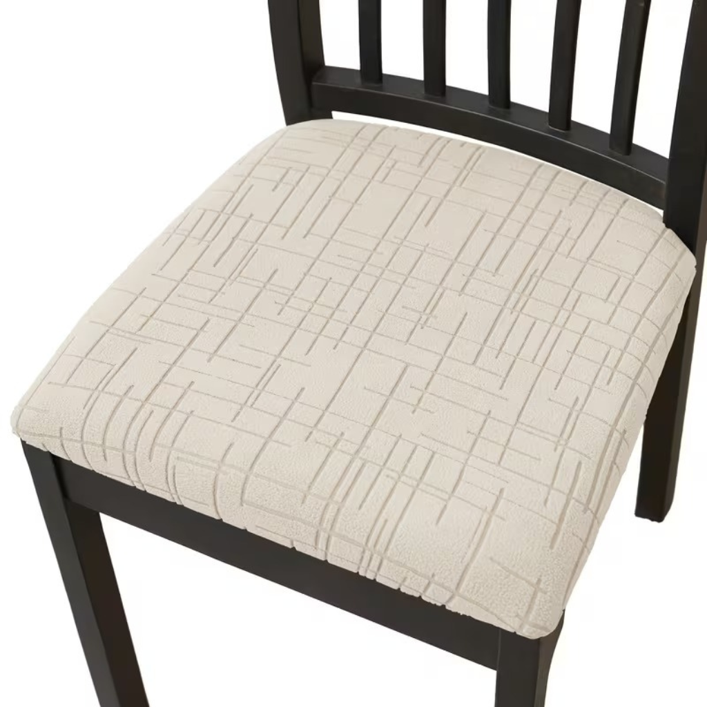 Elastische stoelhoes met zachte stretch voor eetkamerstoelen in moderne kleuren beige grijs afneembaar wasbaar