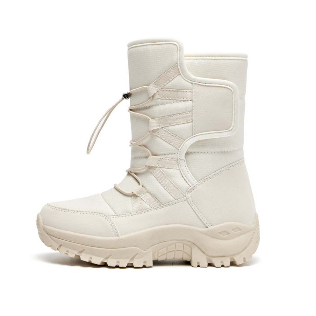 Waterdichte Winterlaarzen met Warme Voering Dames Sneeuwbestendig Antislip Platform Klittenband Outdoorschoenen