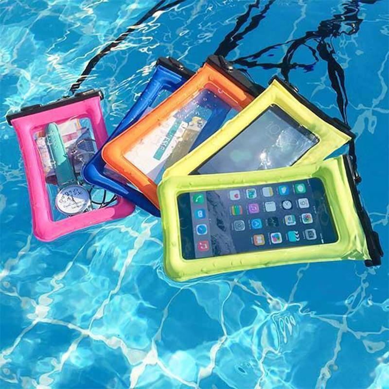 Waterdichte Drijvende Smartphonehoes - Touwtje - Universeel - Bescherming tot 30m Diepte - Zwemmen Snorkelen Strand - Geel Roze Oranje Blauw Groen