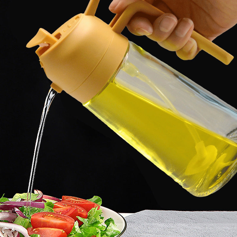 Glazen Olieverstuiver & Dispenser 2-in-1 Pomp Spray Fles voor Azijn Sojasaus Keuken Doseren 470ml Olie