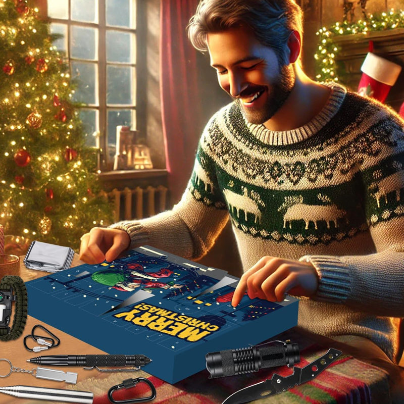 Outdoor Survival Adventskalender 24 Dagen - Compleet Overlevingsset met Gadgets en Gereedschap voor Avonturiers