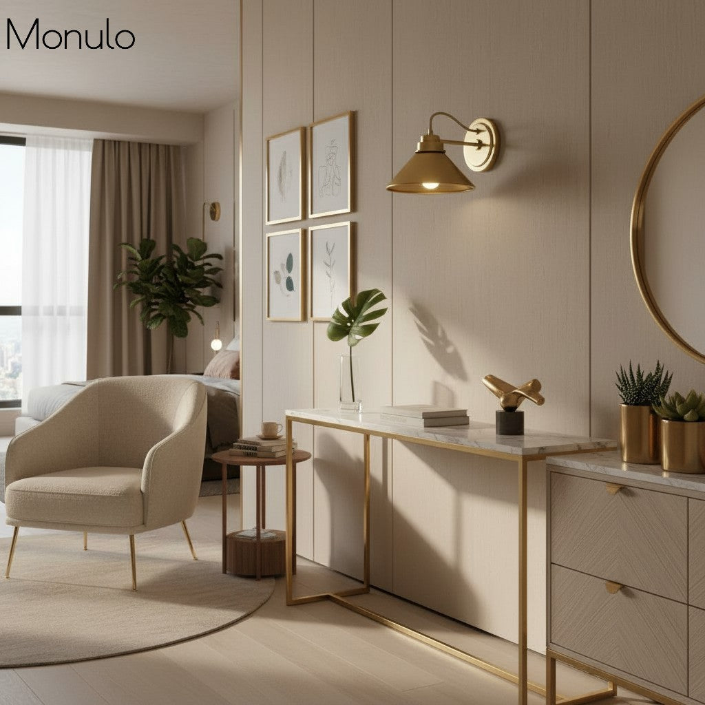 Globe Wandlamp met Gebogen Arm - Moderne Industriële Verlichting voor Badkamer, Slaapkamer en Gang