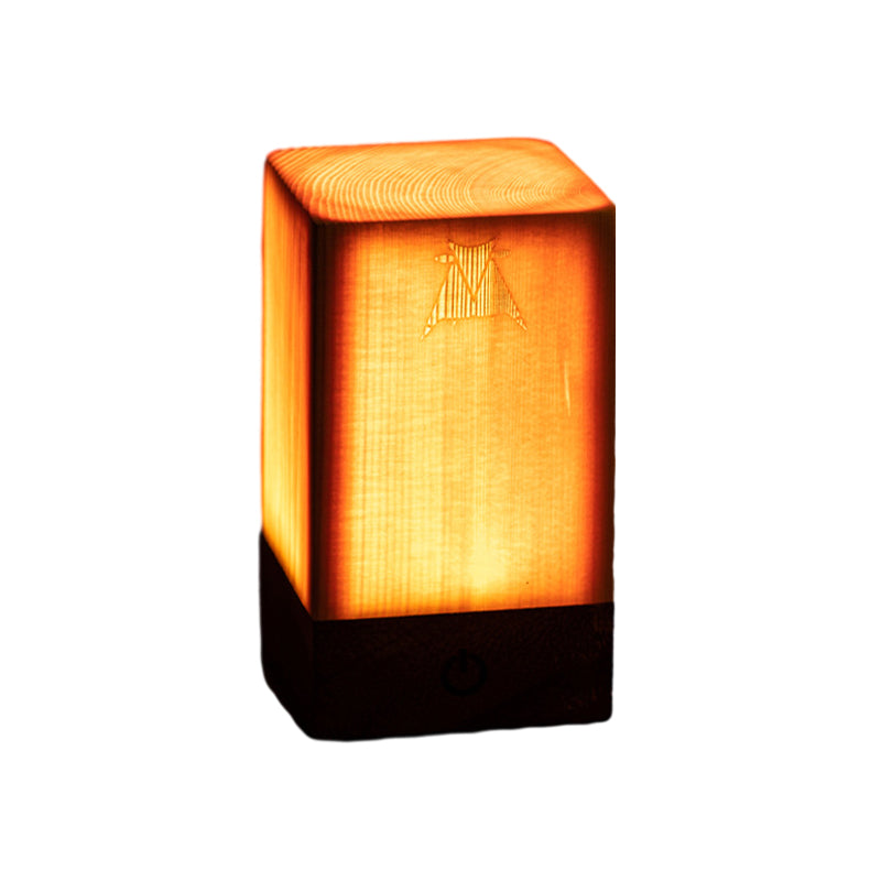 LED Tafellamp Oplaadbaar Touch Dimbaar Houtlook Sfeerlamp Slaapkamer Bureau Draadloos Warm Licht Nachtlampje