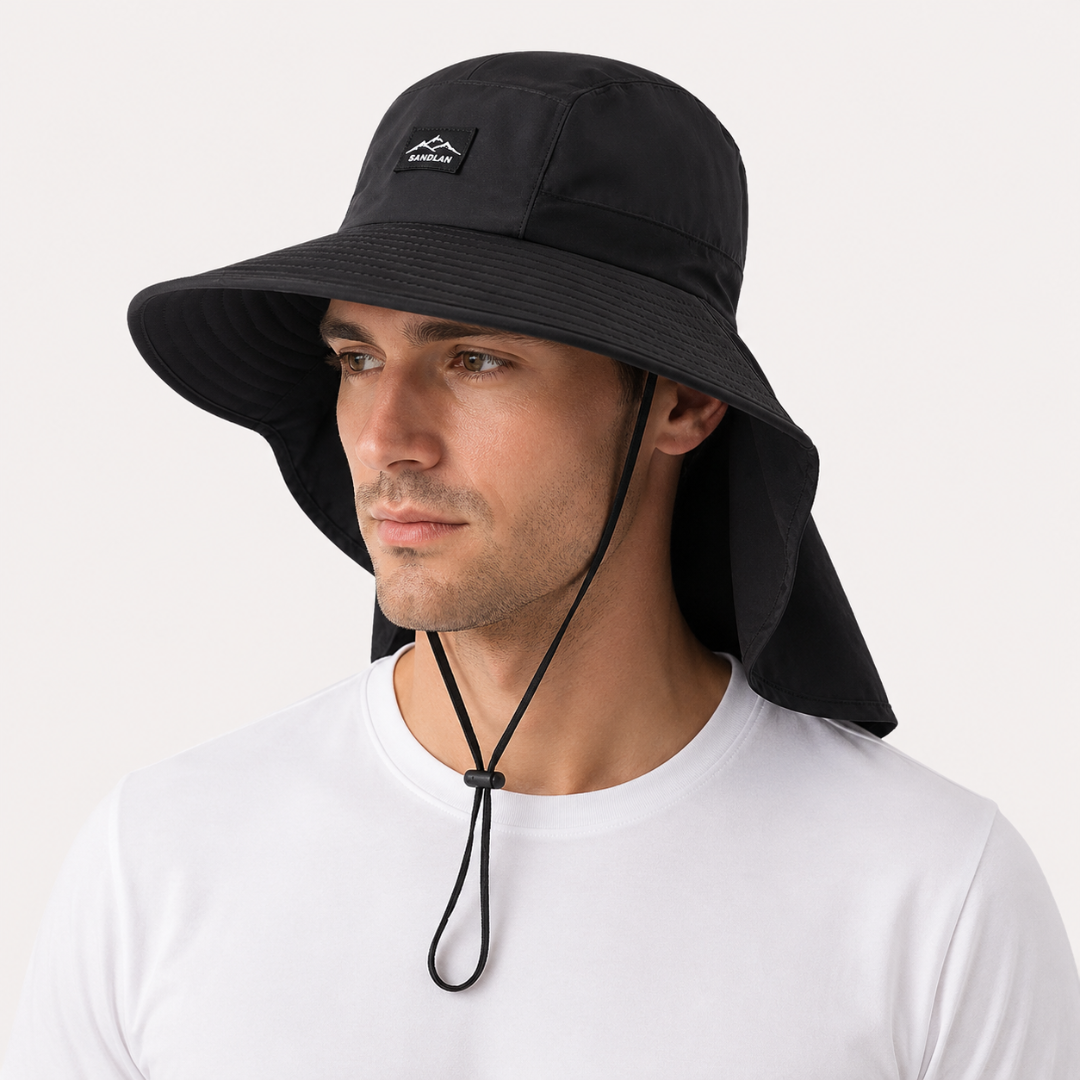 Wandelhoed met Nekbescherming UPF 50+ Brede Rand Ademend Mesh Verstelbaar Outdoor Zonbescherming Zomerhoed