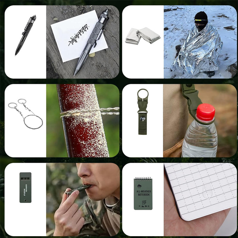 Outdoor Survival Adventskalender 24 Dagen - Compleet Overlevingsset met Gadgets en Gereedschap voor Avonturiers