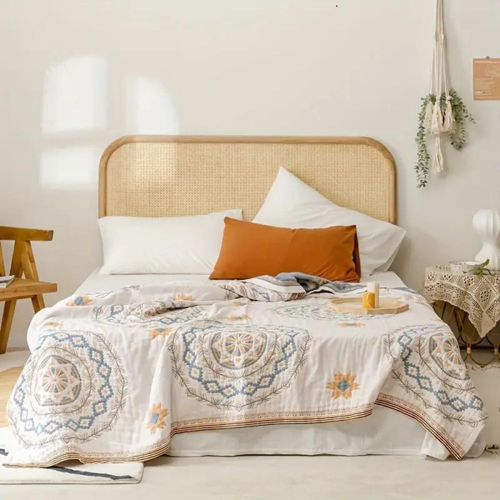 Katoenen Plaid met Mandala-Patroon - Boheems Decoratieve Deken voor Bank en Bed - 152×203 cm en 203×231 cm
