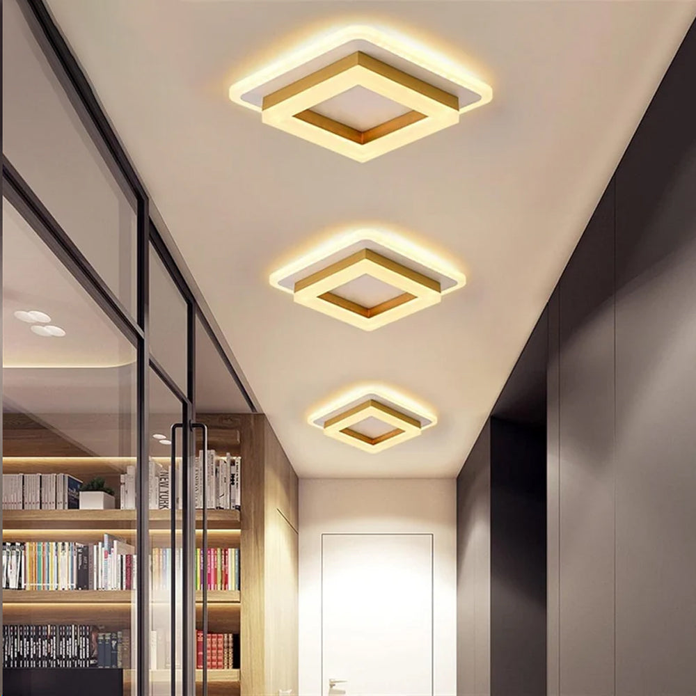 Vierkante LED Plafondlamp 1920 Lumen Zwart Wit Slaapkamer Hal Woonkamer Moderne Plafonnière Geometrisch Design Verlichting Binnen