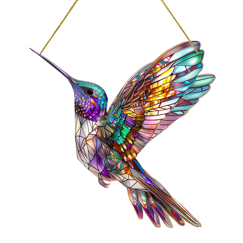 Raamhanger Kolibrie Acryl Gekleurd Glas 20x20 cm Vogel Decoratie Venster Suncatcher Lichtprisma Raamdecoratie