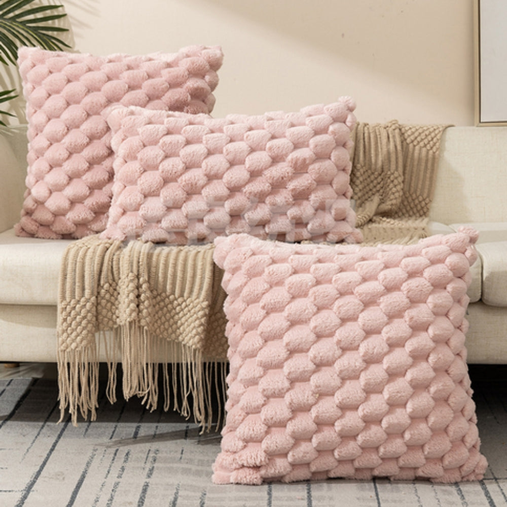 Zachte Kussenslopen met Geribbelde Marshmallow Textuur - Luxe Kussenhoes in Crème, Roze, Grijs, Zwart voor Woonkamer & Slaapkamer