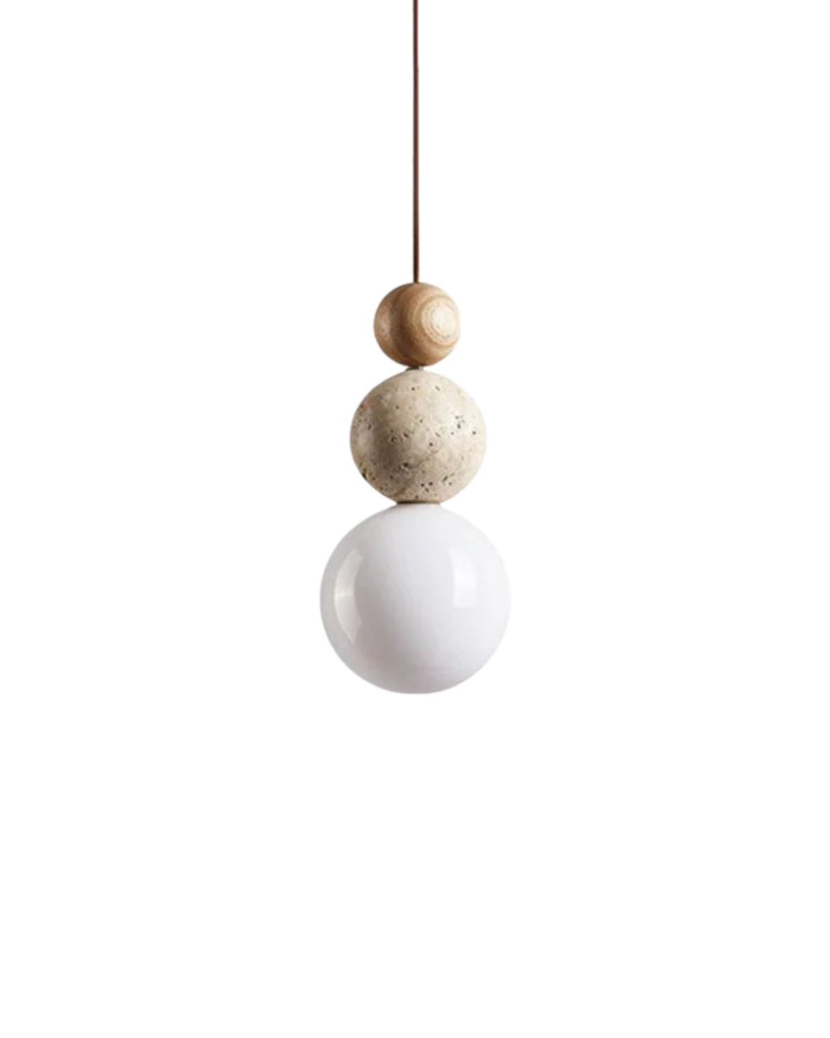 Sculptuur Hanglamp met Natuursteen en Glazen Bol - Warm Ambient Licht voor Eetkamer Woonkamer Slaapkamer - Japandi Design Hangverlichting