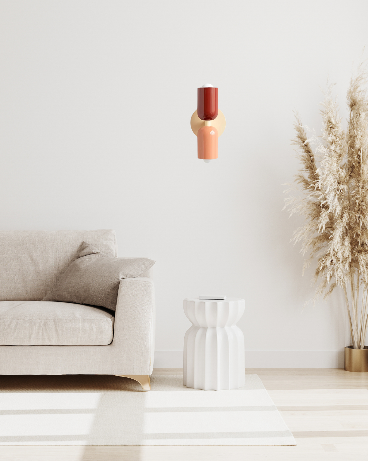 Dubbele Wandlamp met Ronde Lampenkappen - Modern Design in Groen, Beige, Rood of Roze - Sfeerverlichting voor Slaapkamer, Woonkamer en Hal