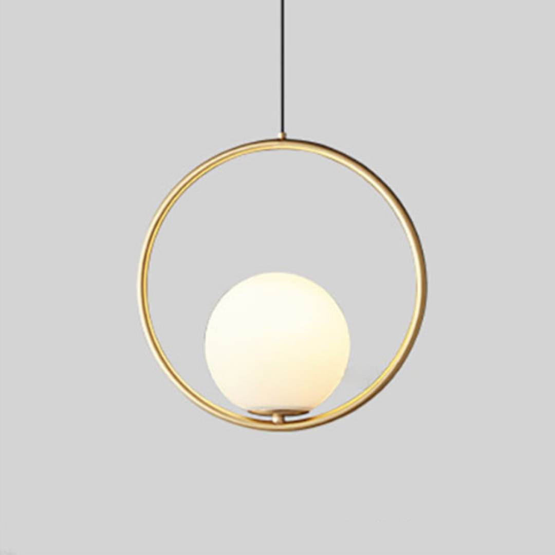 Scandinavische Hanglamp Mia met Gouden Armatuur en Glazen Kap - Moderne Plafondverlichting voor Eetkamer, Slaapkamer en Woonkamer