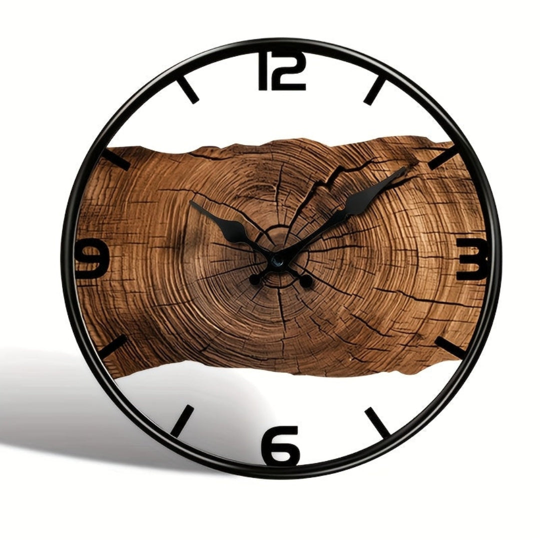 Ronde Wandklok met Uitgesneden Houtdesign Stil Uurwerk Scandinavisch Interieur Woonkamer Slaapkamer Decoratie