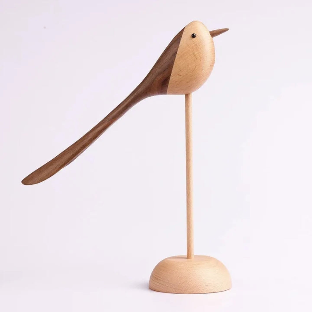 Houten Vogelsculpturen Set van 2 Stuks Scandinavisch Design Decoratief Roodhouten Interieurobject Woonkamer