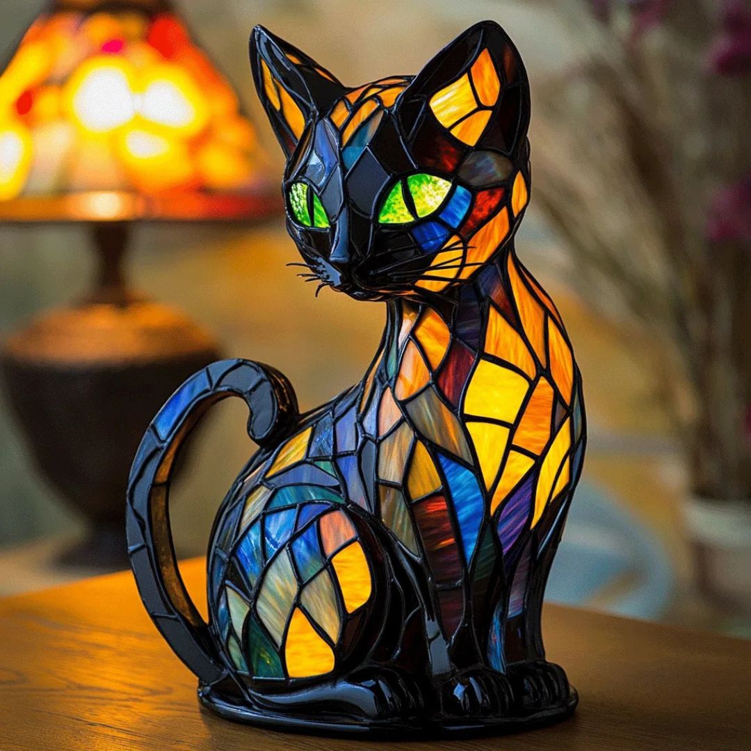 Handgemaakte Katten Tafellamp met Warm Licht - Decoratieve Kattenlamp voor Woonkamer Slaapkamer Nachtkastje - Scandinavisch Geïnspireerd Design
