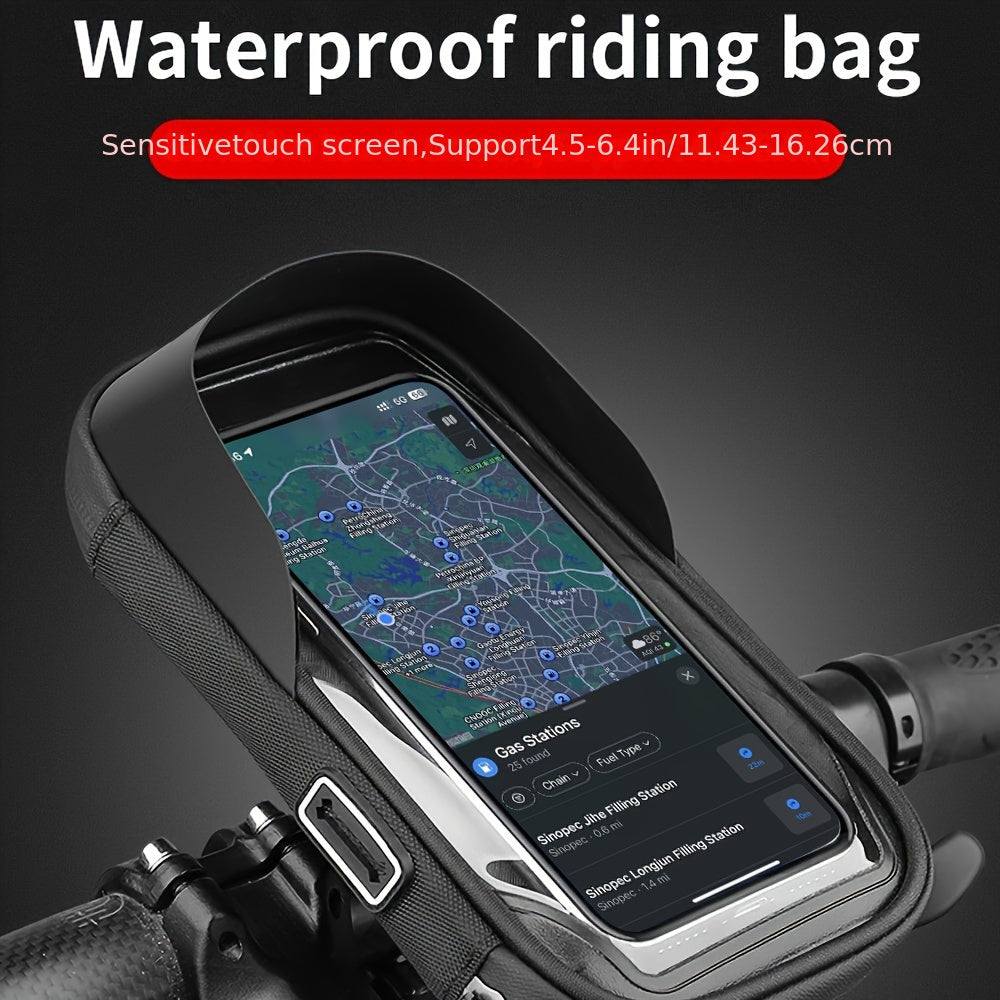 Telefoonhouder Fiets Motor Waterdicht TPU 360 Graden Draaibaar Stuur Navigatie Tas Universeel 4.5 tot 6.4 Inch